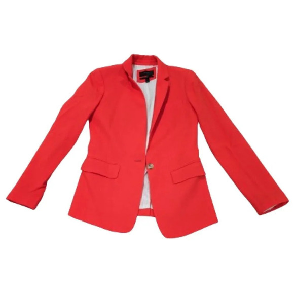 J.Crew Regent Wool Blazer Vibrant Red Orange Size 0 - Picture 1 of 10